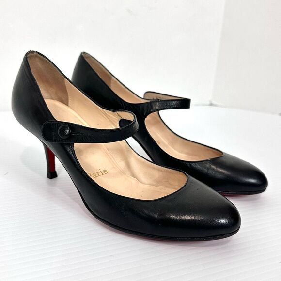 Christian Louboutin Leather Mary Jane Pumps EU 38.5 / US 8.5 Classic Luxury - Picture 2 of 16